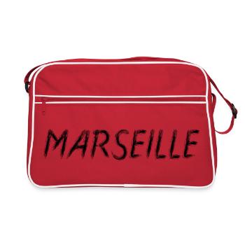 Marseille Brush Typography Noir - France - Sac Retro - rouge/blanc - Devant