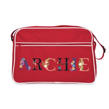 Le nom d’ARCHIE orné de fleurs - Sac Retro - rouge/blanc - Devant