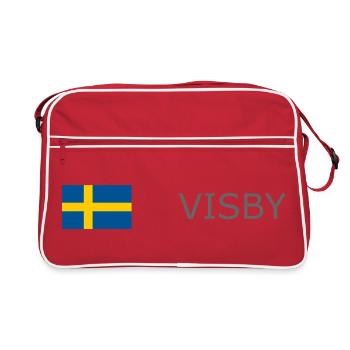 Drapeau de la Suède - Visby - Sverige - Schweden - Sac Retro - rouge/blanc - Devant