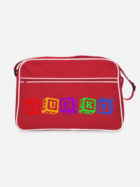 Lucky – Colorful 3D Cube Letter Design - Retro Bag - red/white - Front