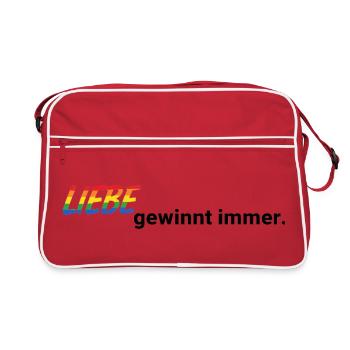 Pride Liebe gewinnt immer für LGBTQ Fans - Retro Tasche - Rot/Weiß - Vorne