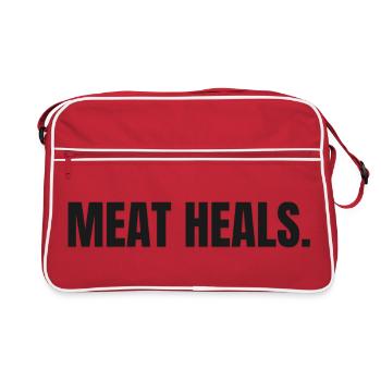 BEEF BUILT | Carnivore T-Shirt | Steak & Strength  - Retro Tasche - Rot/Weiß - Vorne