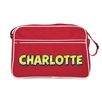 Charlotte – Handgezeichnete Typografie - Retro Tasche - Rot/Weiß - Vorne