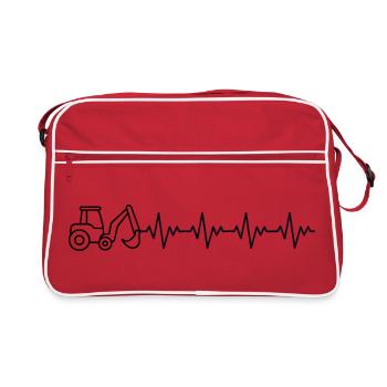 Excavator Excavator Excavator Driver ECG Heartbeat - Retro Bag - red/white - Front