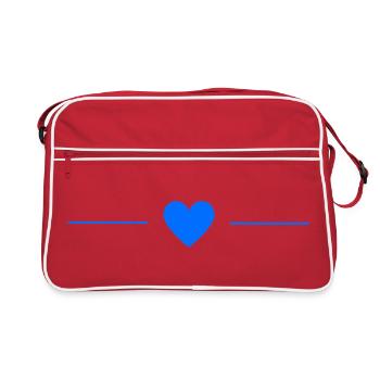 Cœur bleu avec lignes | Conception minimale - Sac Retro - rouge/blanc - Devant