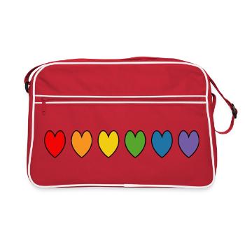 Coeurs arc-en-ciel - Sac Retro - rouge/blanc - Devant