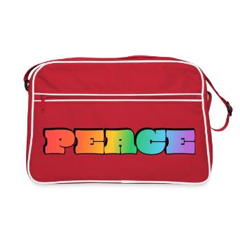 Regenbogenfrieden - Retro Tasche - Rot/Weiß - Vorne