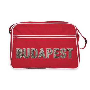 Budapest Architektur Typografie - Retro Tasche - Rot/Weiß - Vorne