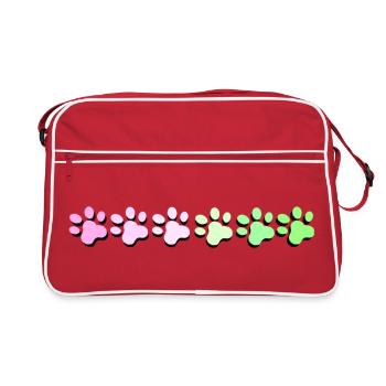 Colorful Paw Print Pattern - Retro Bag - red/white - Front