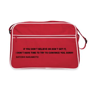 Satoshi Nakamoto – I Don't Have Time to Convince Y - Retro Bag - red/white - Front