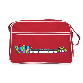 Dundee City Skyline V&A Museum Line Art - Retro Bag - red/white - Front