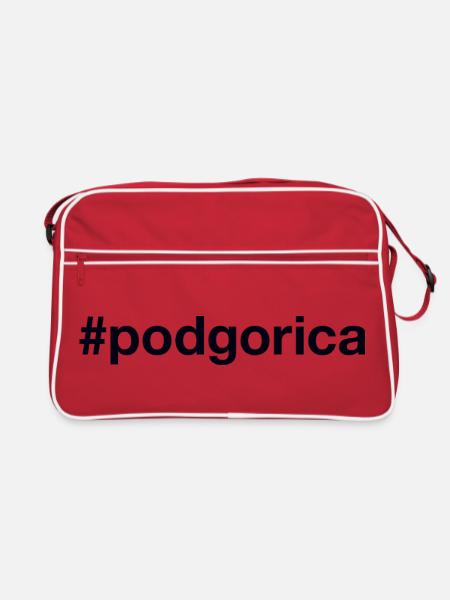 Podgorica Montenegro Hashtag - Retro Tasche - Rot/Weiß - Vorne