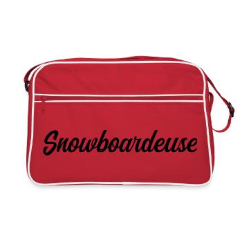 Snowboardeuse Glisse Montagne Piste Hiver Sport - Sac Retro - rouge/blanc - Devant