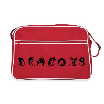 Drachen Design Fantasy - Retro Tasche - Rot/Weiß - Vorne
