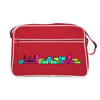 Silhouette de la ville d’Islamabad Art de la mosquée Faisal - Sac Retro - rouge/blanc - Devant