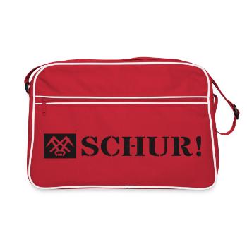 Schur meint guten Tag Hallo auf Siegerländer Platt - Retro Tasche - Rot/Weiß - Vorne