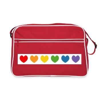 Rainbow Hearts Pattern - Retro Bag - red/white - Front