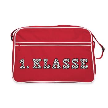 1. Klasse Einschulung Erstklässler Fußball - Retro Tasche - Rot/Weiß - Vorne