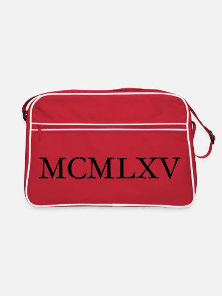 MCMLXV Jahrgang 1965 Geburtstag - Retro Tasche - Rot/Weiß - Vorne