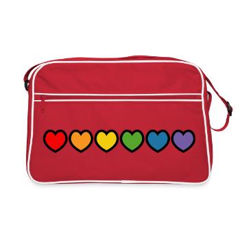 coeurs arc-en-ciel contour noir LGBT lgbtqi queer - Sac Retro - rouge/blanc - Devant