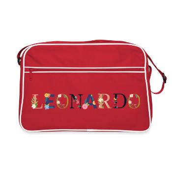 Le nom de LEONARDO décoré de fleurs - Sac Retro - rouge/blanc - Devant