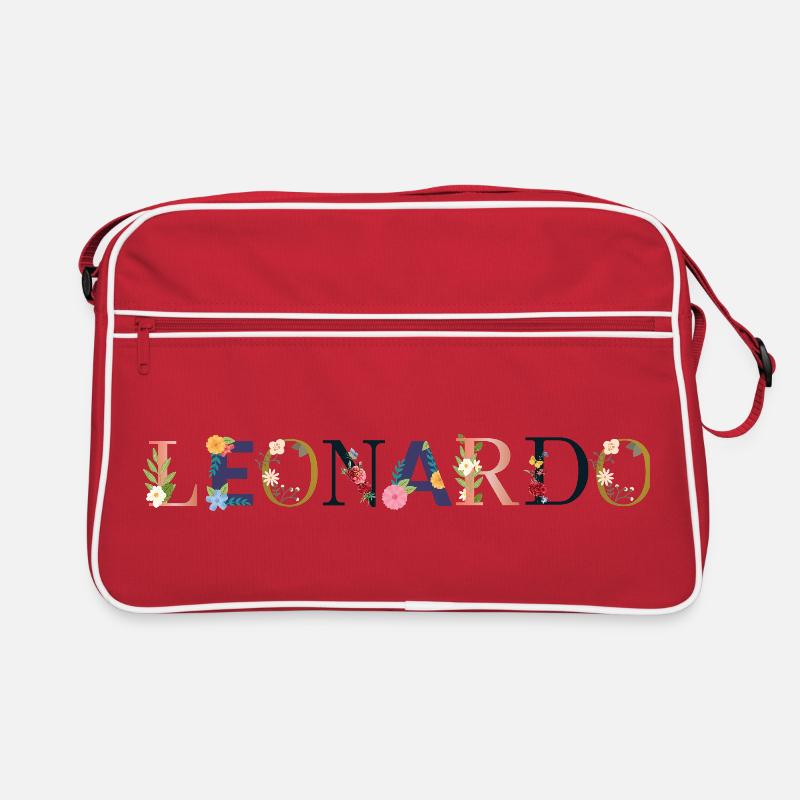LEONARDO Name mit Blumen geschmückt Retro Tasche
