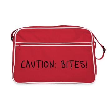Beware of biting! – Clear statement with attitude - Retro Bag - red/white - Front