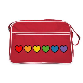 Chemise gay LGBT arc-en-ciel contour noir - Sac Retro - rouge/blanc - Devant