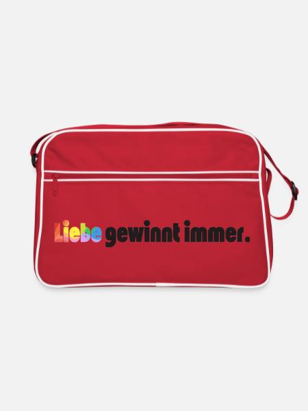 Liebe gewinnt immer Frieden Statement Vielfalt - Retro Tasche - Rot/Weiß - Vorne