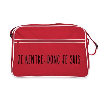 Je Rentre Donc Je Suis - Humour Casanier - Sac Retro - rouge/blanc - Devant