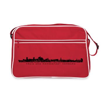 Hamburg Skyline (Vintage/Schwarz) - Retro Tasche - Rot/Weiß - Vorne