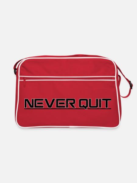Never Quit Ausdauer Motiv - Retro Tasche - Rot/Weiß - Vorne