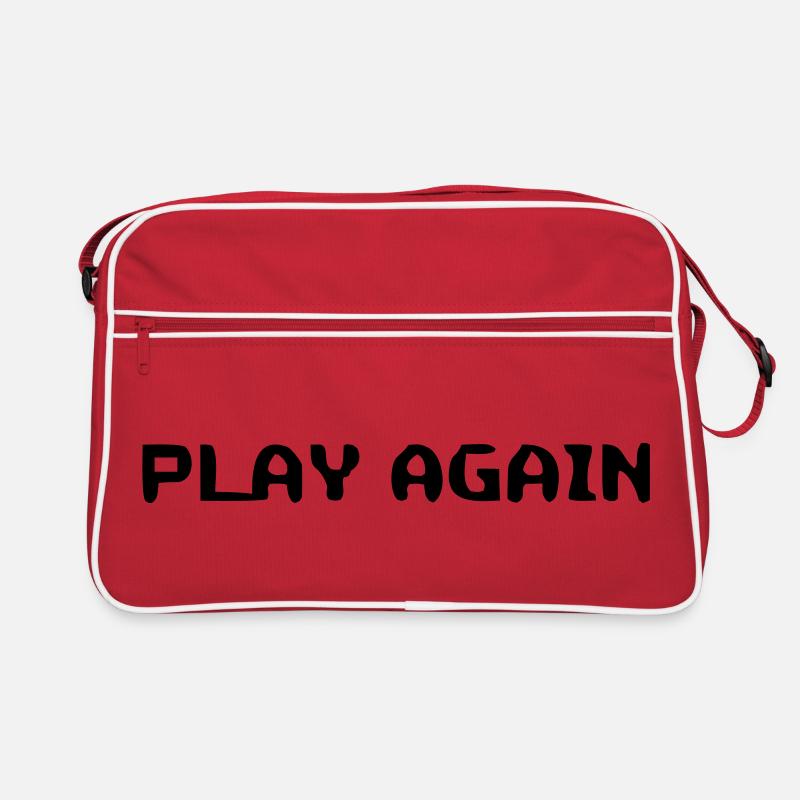 Motivierender Play Again Spruch Retro Tasche