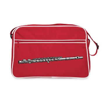 Flöte Musik - Retro Tasche - Rot/Weiß - Vorne