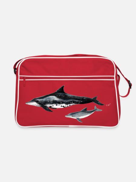 Rauzahndelfin - Dolphin - Steno rostre - Retro Tasche - Rot/Weiß