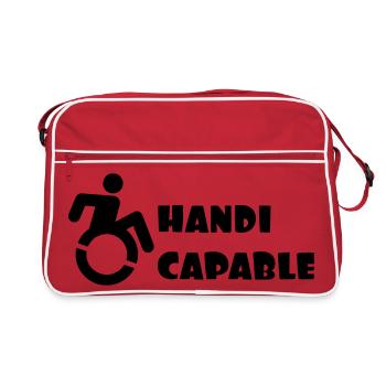 Compétent en fauteuil roulant. Humour handicapé # - Sac Retro - rouge/blanc - Devant