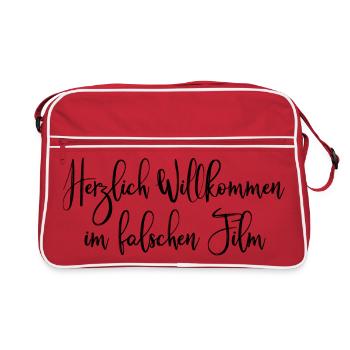 Herzlich Willkommen im falschen Film - Retro Tasche - Rot/Weiß - Vorne