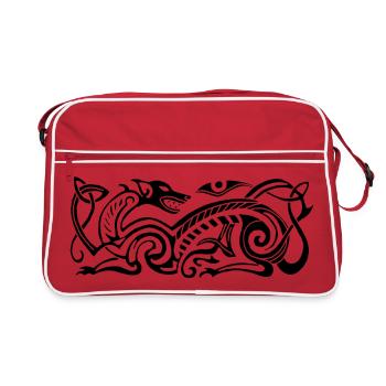 Chien de chasse celte (noir) - Sac Retro - rouge/blanc - Devant