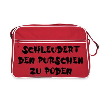 Schleudert den Purschen zu Poden - Retro Tasche - Rot/Weiß - Vorne