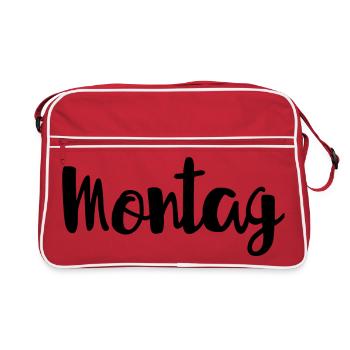 Montag Wochentag Wochenanfang - Retro Tasche - Rot/Weiß - Vorne