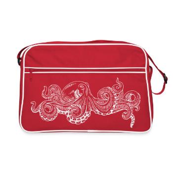 Doodle pieuvre monochrome - Sac Retro - rouge/blanc - Devant