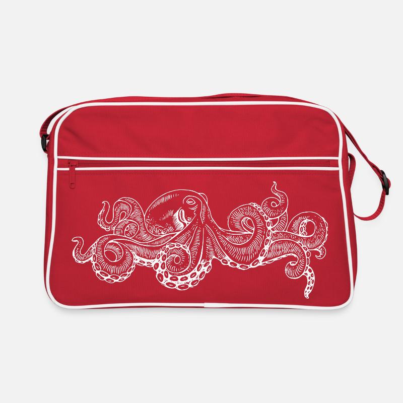 Doodle pieuvre monochrome Sac Retro