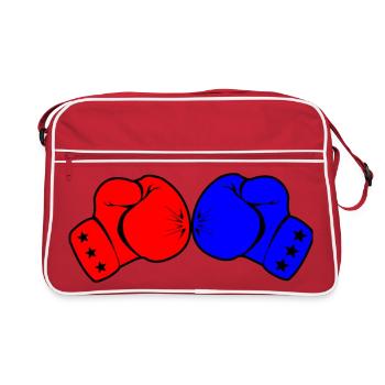 Zwei Boxhandschuhe rot und blau - Retro Tasche - Rot/Weiß - Vorne