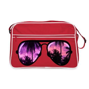 coole Sonnenbrille mit Palme - Retro Tasche - Rot/Weiß - Vorne