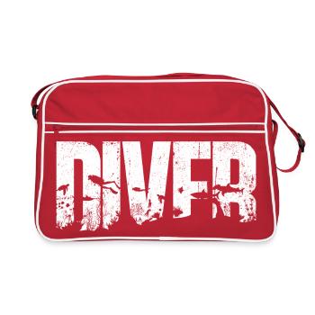 Typographie de la silhouette des oiseaux océaniques Diver - Sac Retro - rouge/blanc - Devant