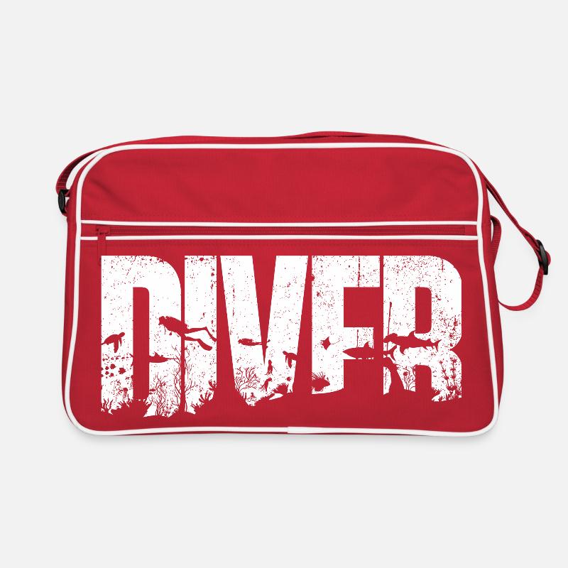 Diver Ocean Bird Silhouette Typography Retro Bag