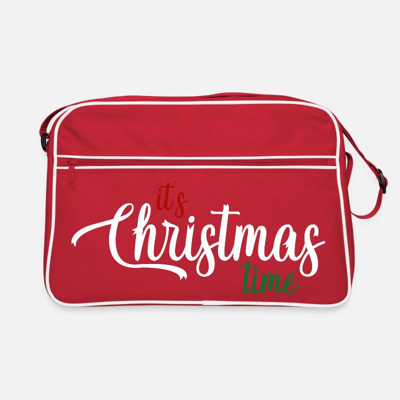 Kersttijd script: It’s Christmas Time - Retro Bag - red/white