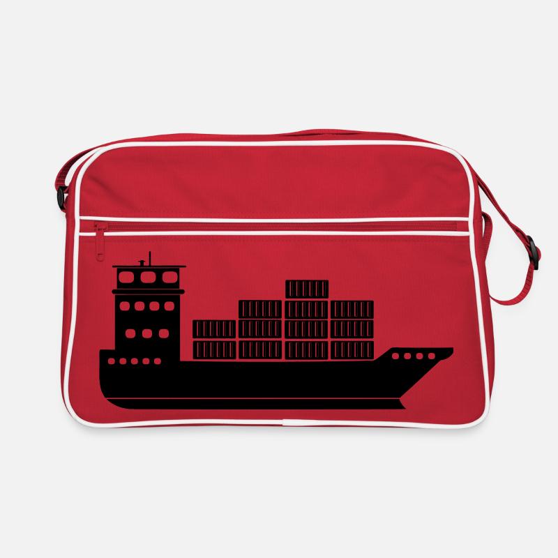 Seecontainerschiff oder Boot mit Containern Retro Tasche