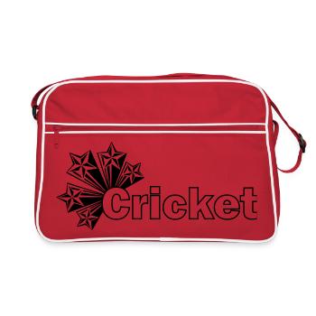 Cricket text with stars - Retro Bag - red/white - Front