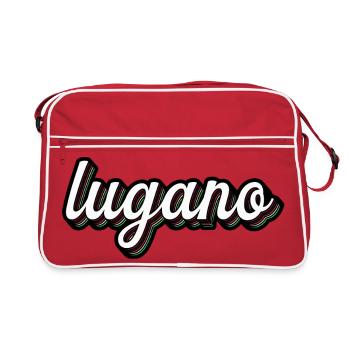 Lugano Neon Schriftzug Mehrfach Schatten - Retro Tasche - Rot/Weiß - Vorne